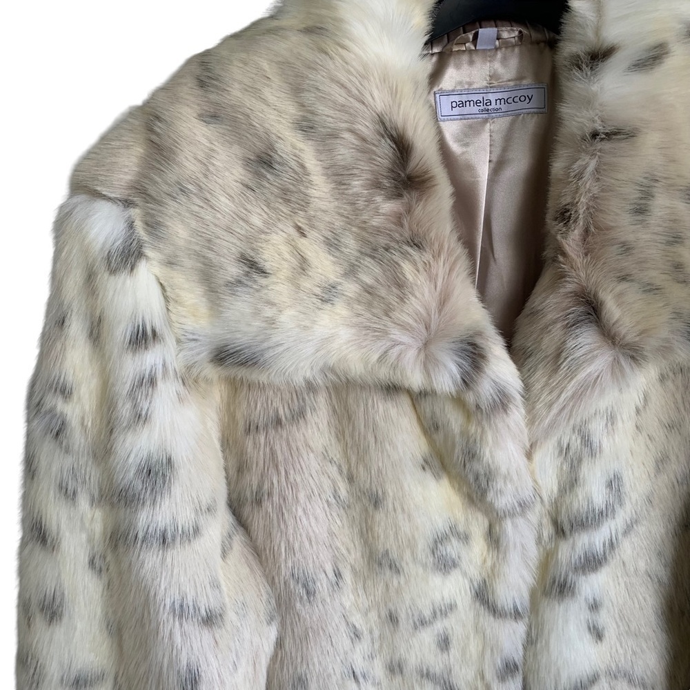🆕 Pamela McCoy Faux Fur Winter Coat Leopard Print - Picture 3 of 12